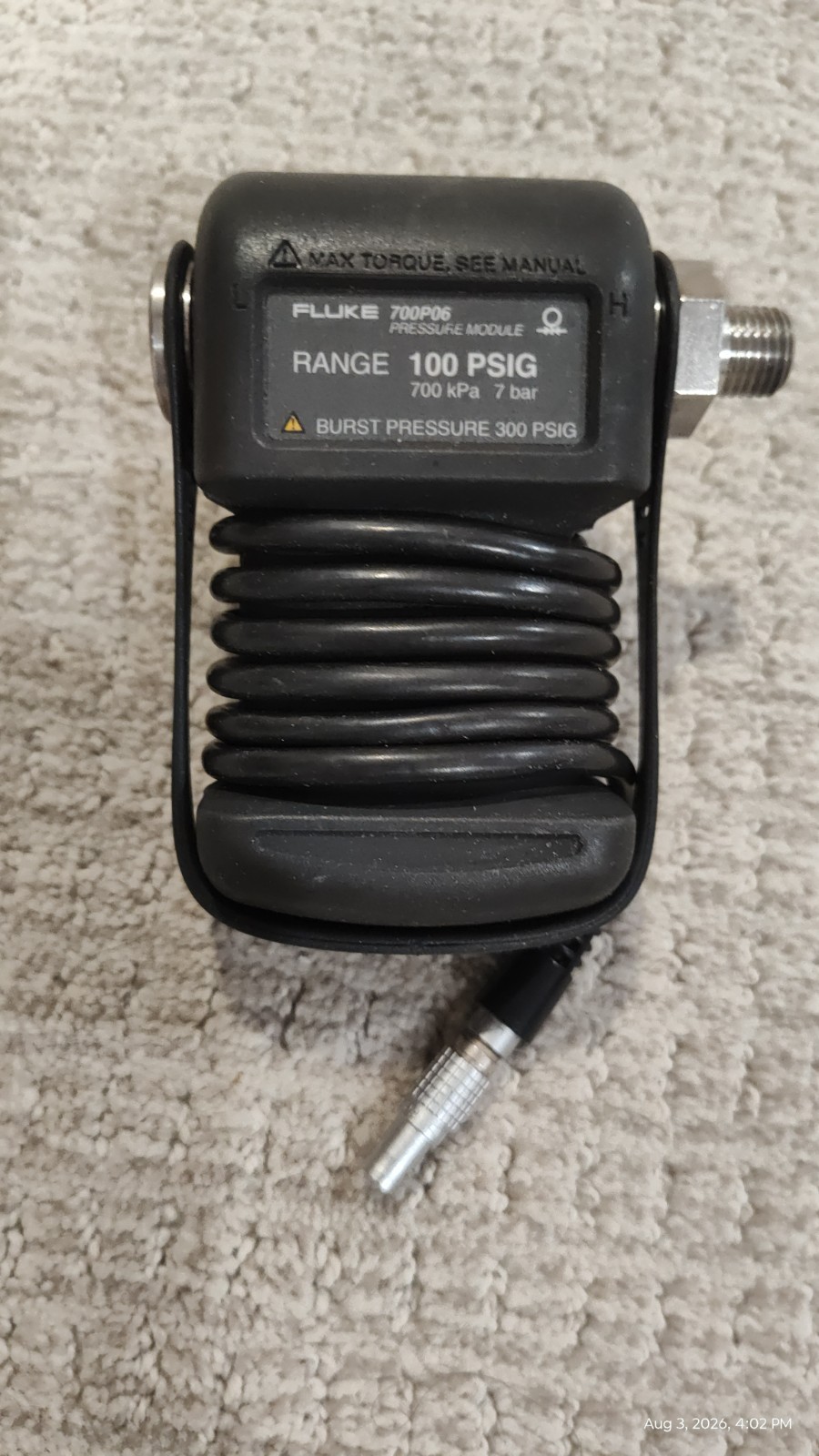 Fluke 700P06 Pressure Module 100 PSIG