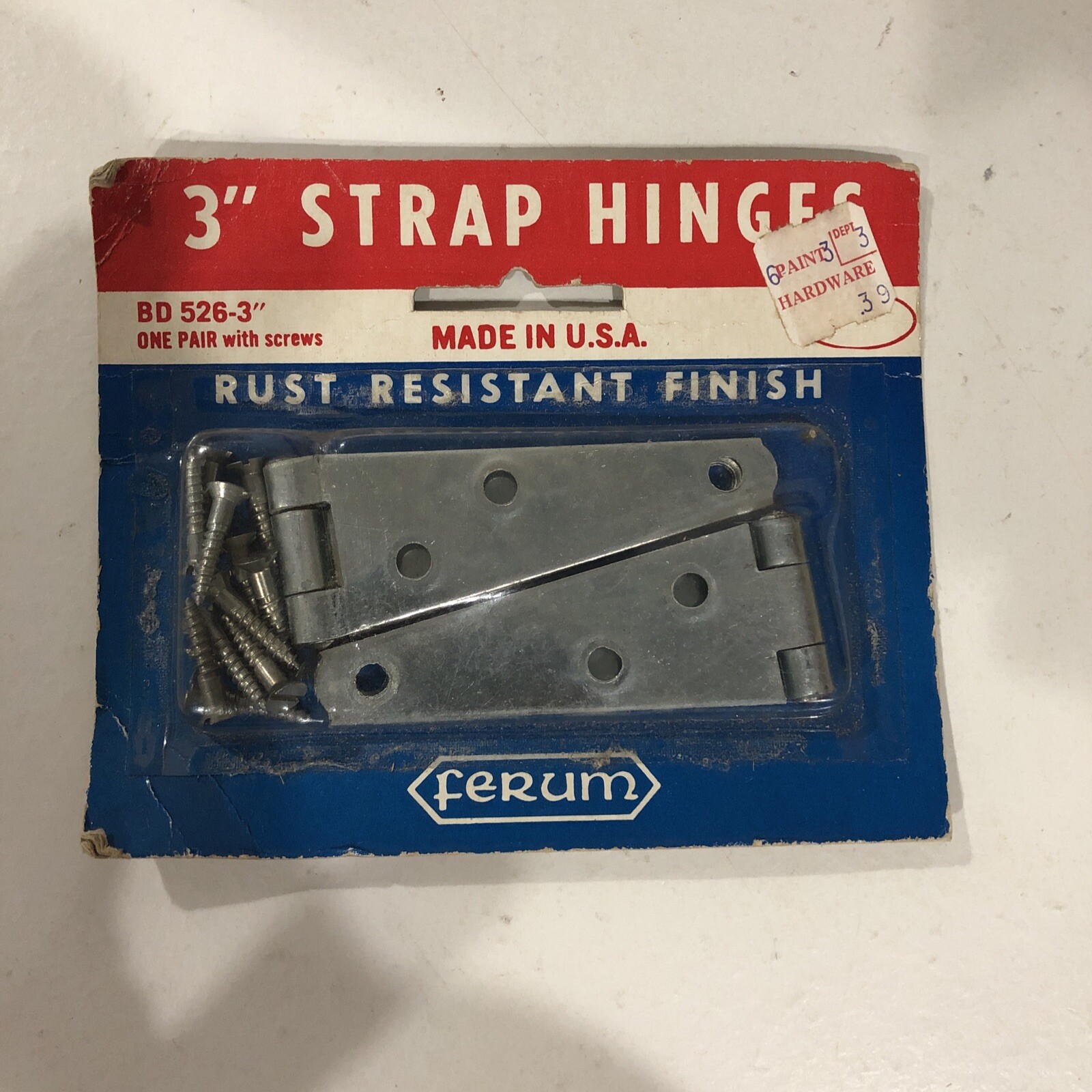 FERUM #BD526rust Resistant Finish USA LIGHT STRAP HINGE VINTAGE