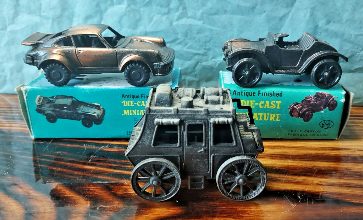 Vintage Die Cast Miniature Pencil Sharpeners LOT Of 3 Porsche Stagecoach Benz