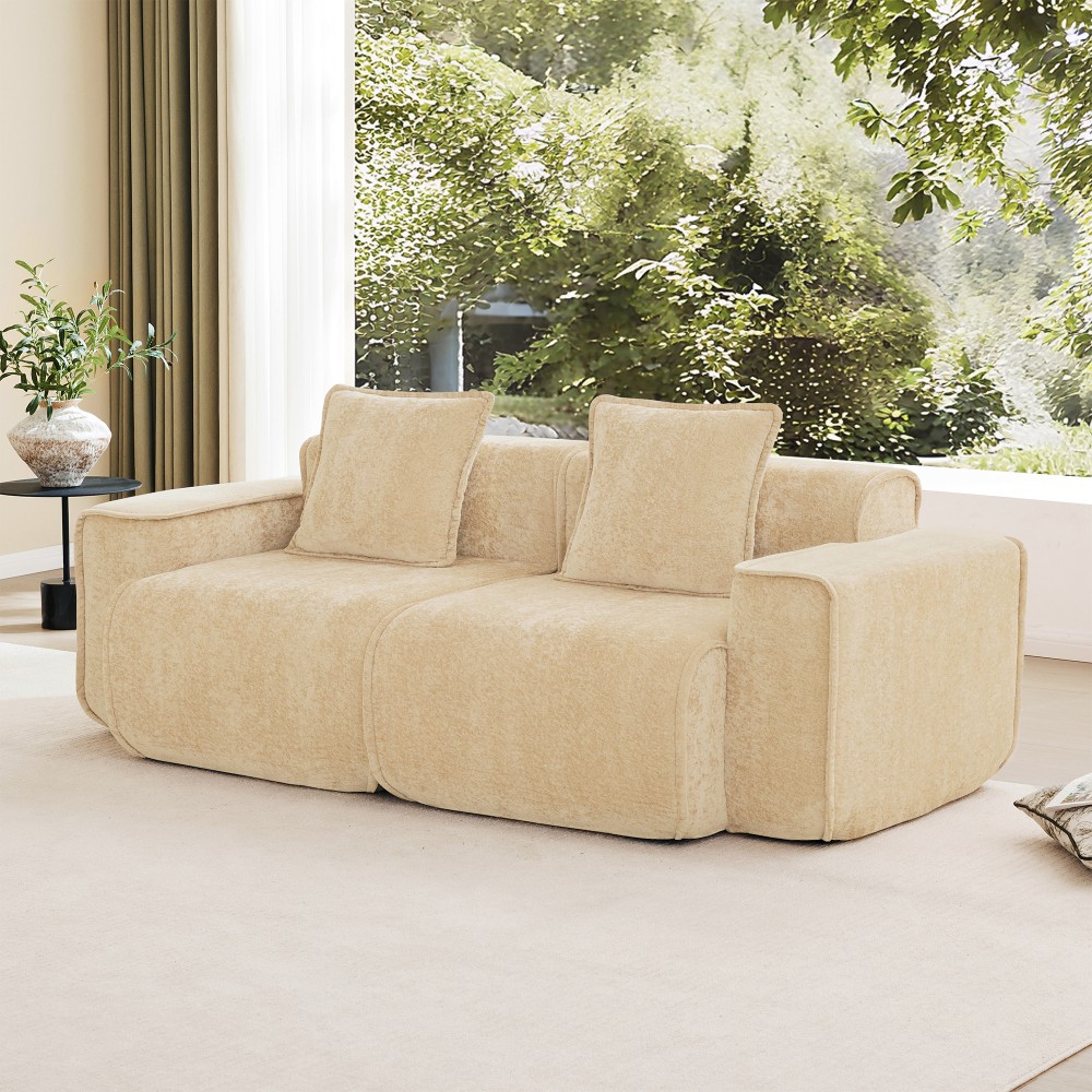 Harrison Velvet Sofa Light Camel, Modular Sectional w/No Assembly