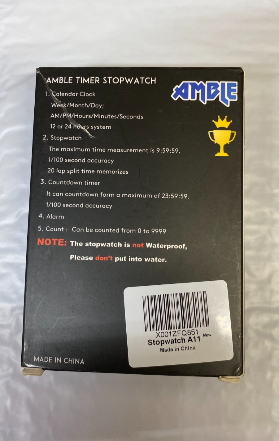 AMBLE Digital Sports Stopwatch Timer, Countdown Timer, Alarm New In Box