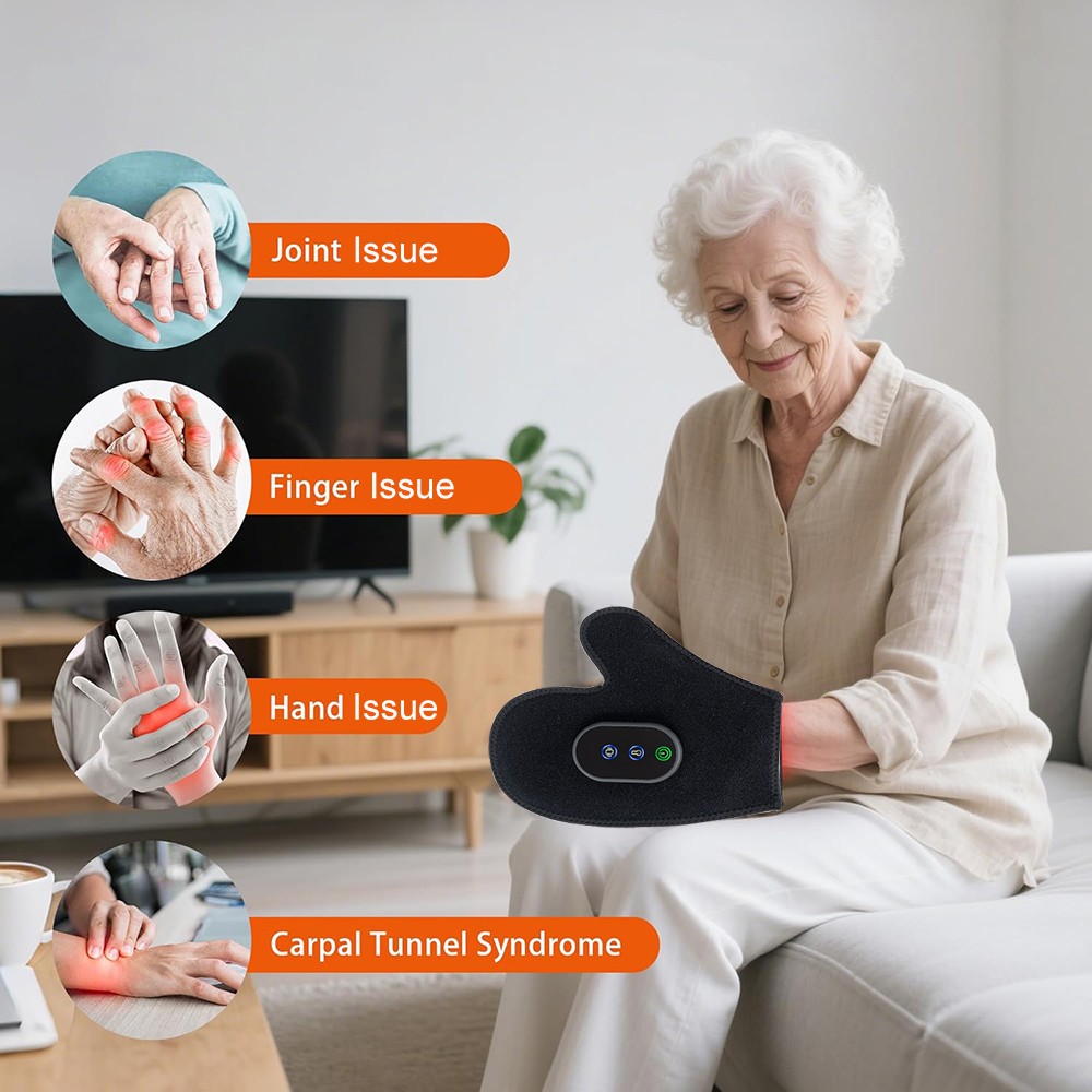 Cordless Hand Massager for Arthritis with Heat Compression Relief Therapy Glove