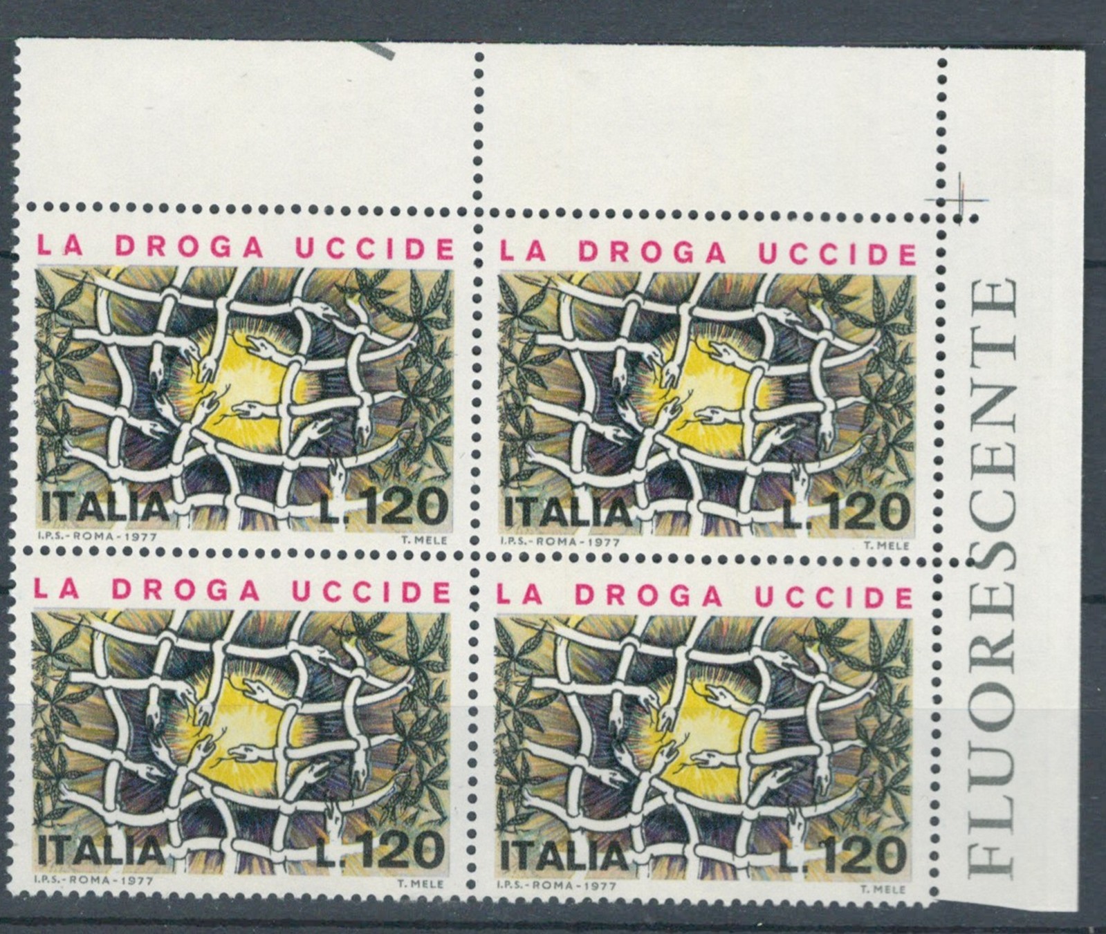 ITALY EUROPE LA DROGA UCCIDE COMMEMORATIVE X 4 MNH STAMPS LOT (ITALIA 422)