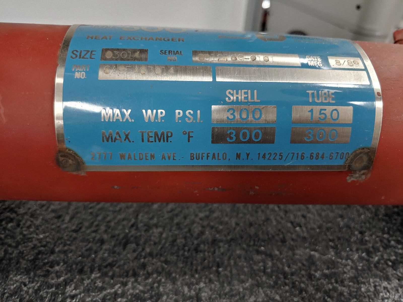 AMERICAN PRECISION BASCO Type 500 Heat Exchanger 6A95A03014