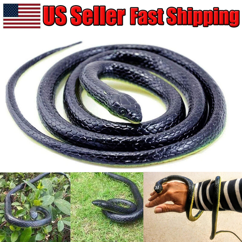 50" Mamba Realistic Rubber Fake Snake Toy For Garden Props and Halloween Joke US