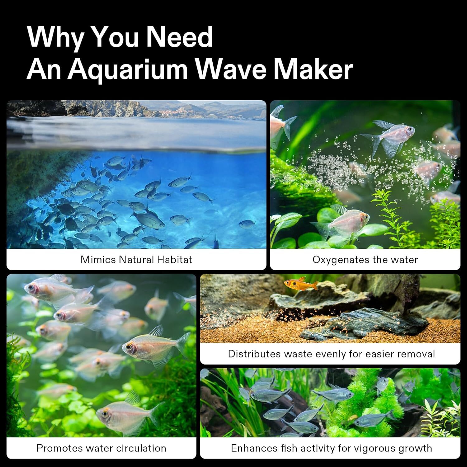 VIVOSUN 1000/2113/3432 GPH Wave Maker Aquarium Circulation w/ Controller & Base