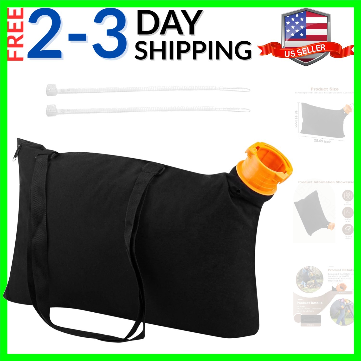 50026858 WGBAG500 Leaf Collection Bag Compatible with Worx Blower Vacuum Clea...