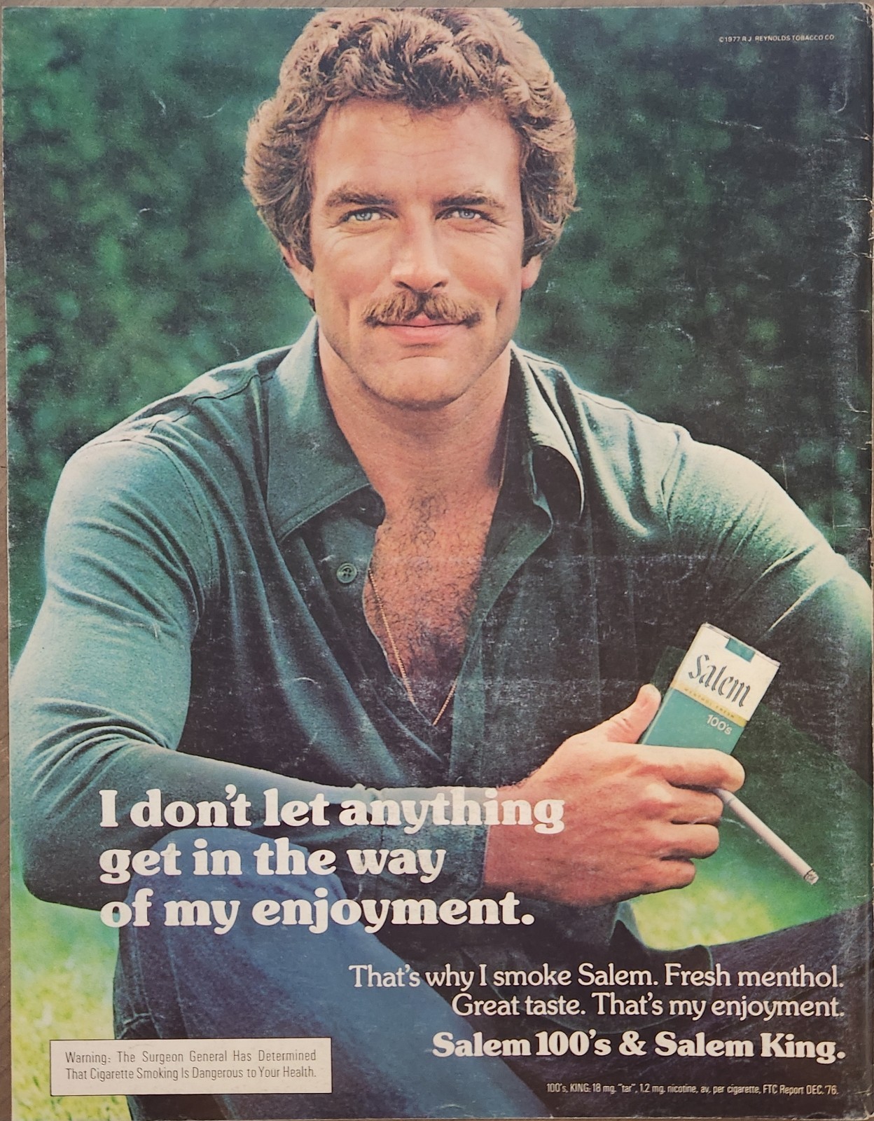 1977 Salem Cigarettes Vintage Ad Let Anything Get in the Way of my Enjoyment