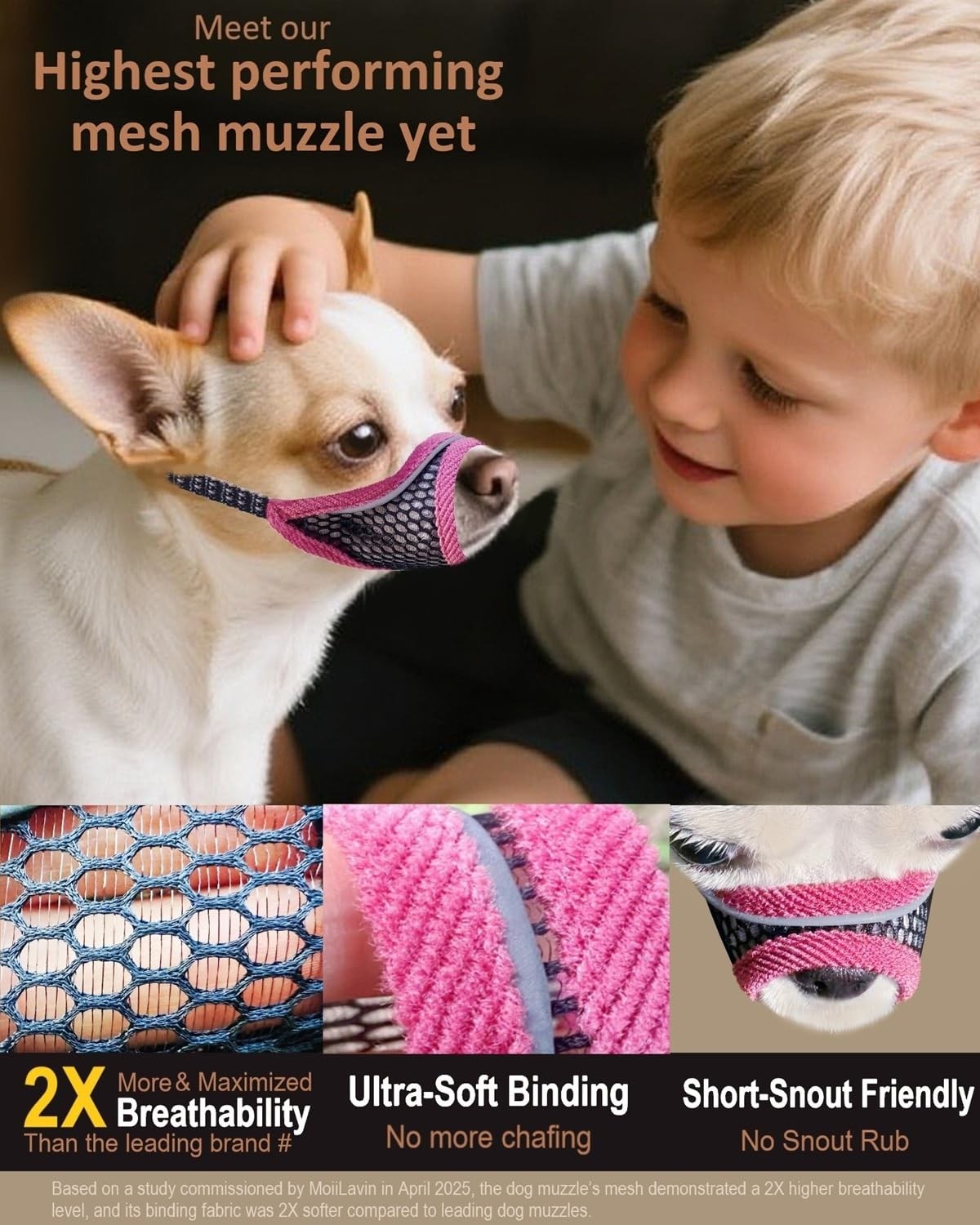 Dog Muzzle, Soft Mesh Muzzles for Small XXS-Snout (5"- 5.3"), Cherry Red