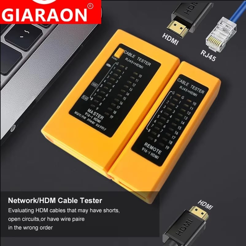 Professional HDMI & RJ45 Cable Tester - Quick Connectivity Diagnostics