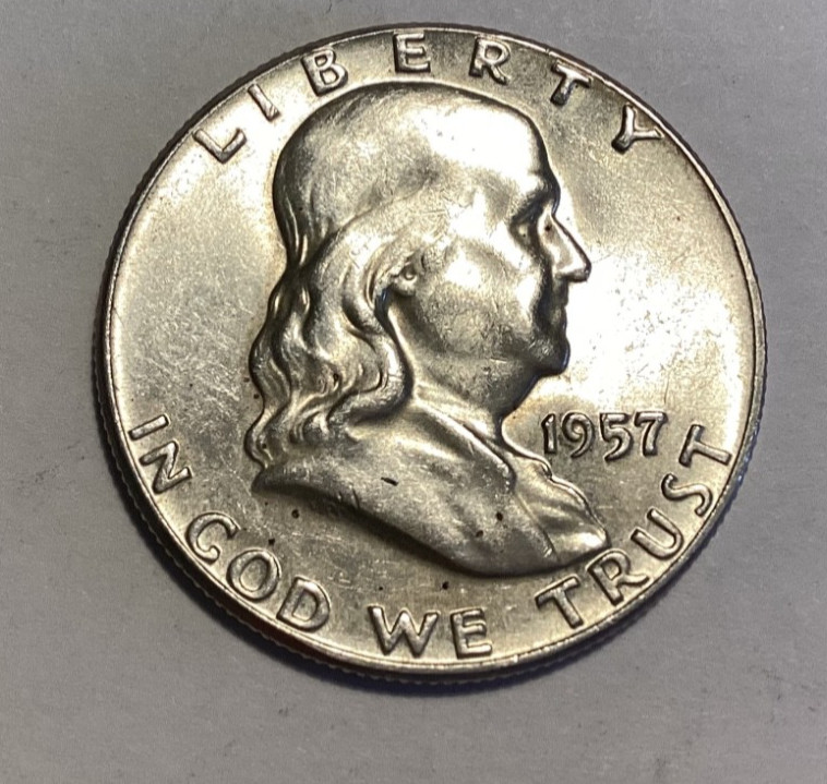 1957 Franklin Half Dollar Uncirculated - Free Shipping