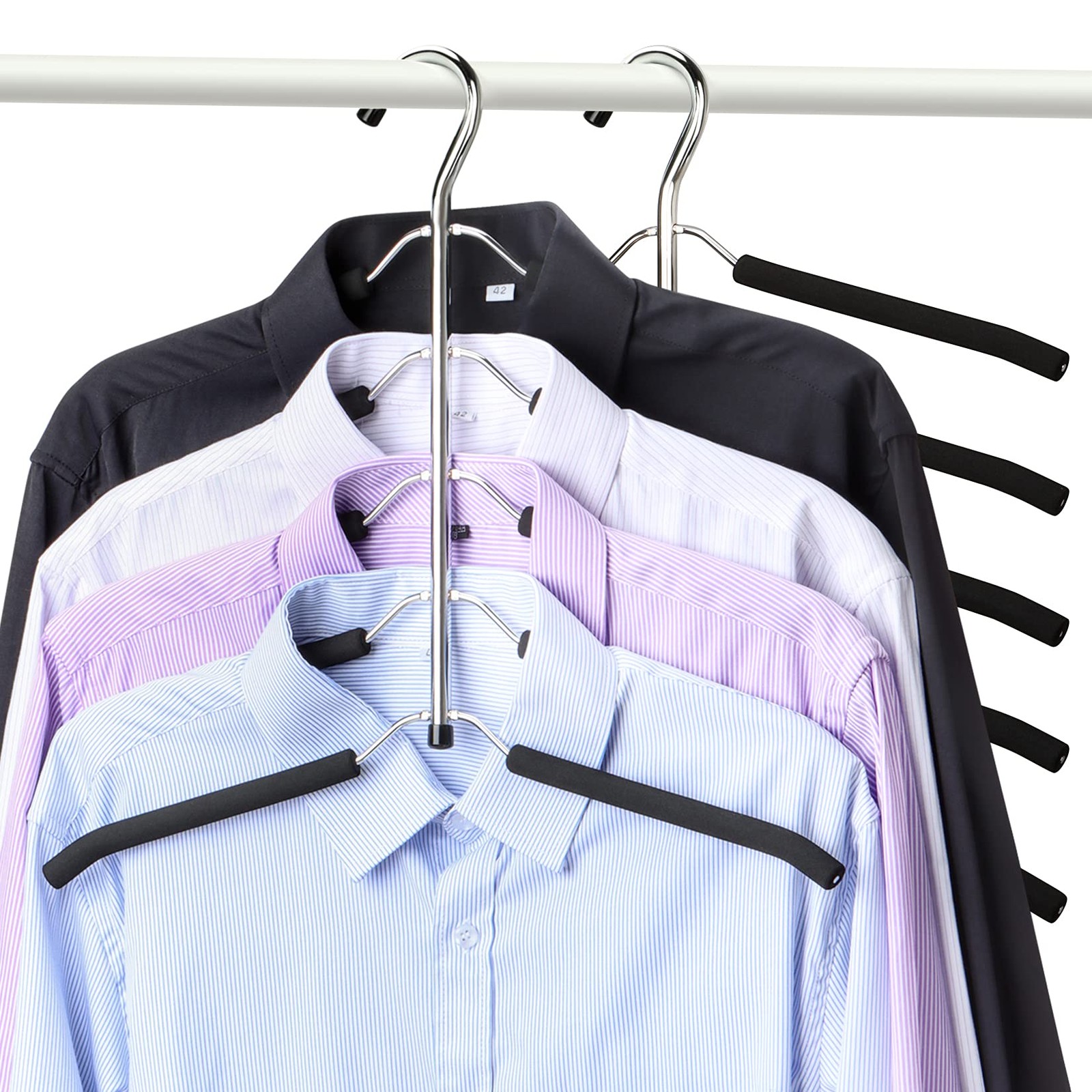 2 Pack Swing Arm Coat Hanger 5 Layers Heavy Duty Stainless Steel Organizer