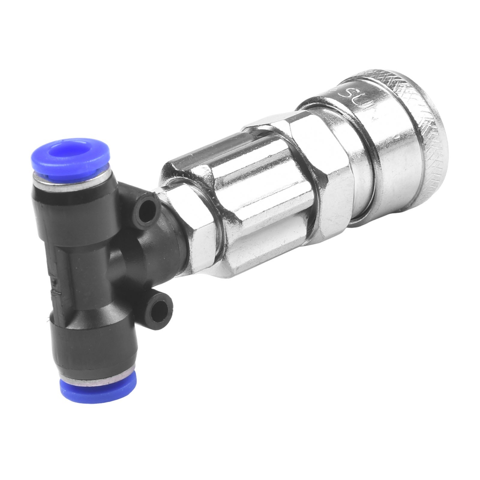 Three way Pneumatic Tank Connector Straight Through Joint Metal Material