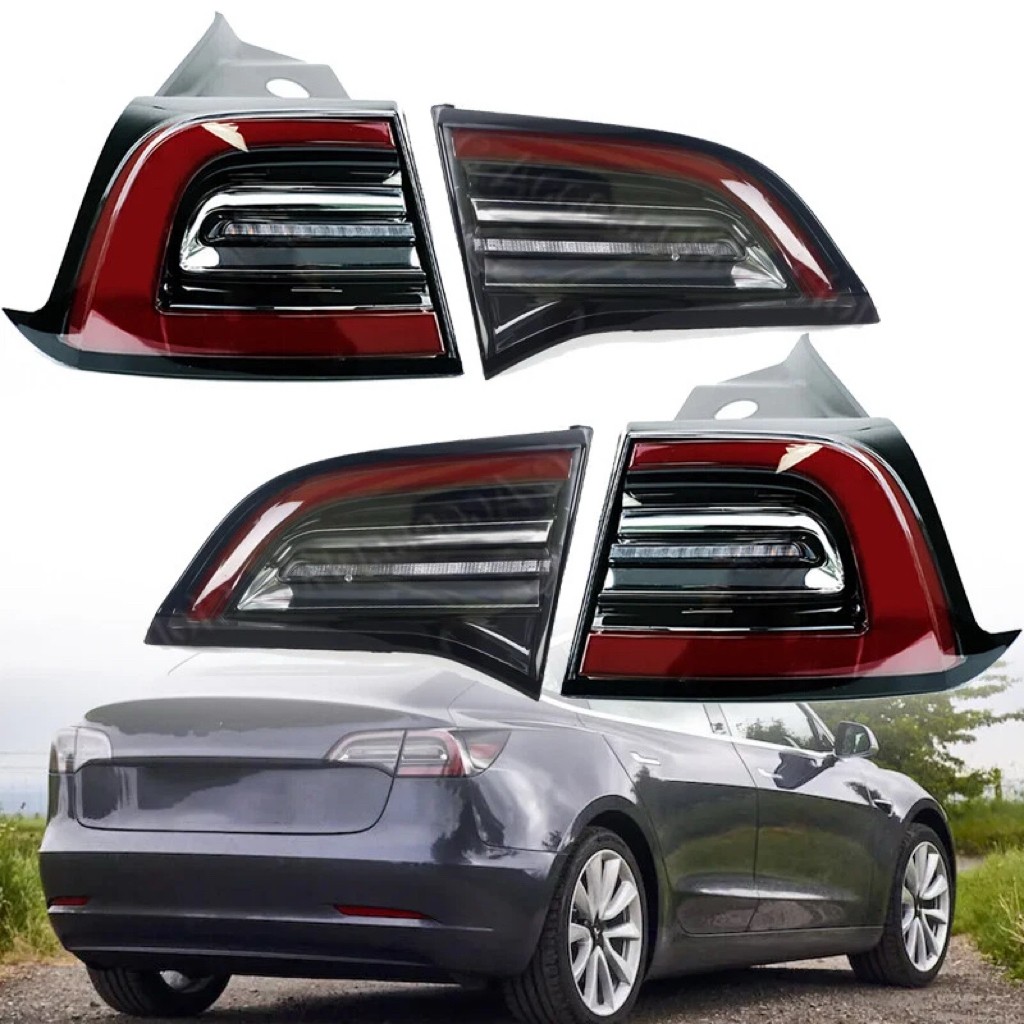 Rear Lamp Set Inner Outer LH RH For Tesla Model 3 Y 2021-23 4Pin LED Tail Light