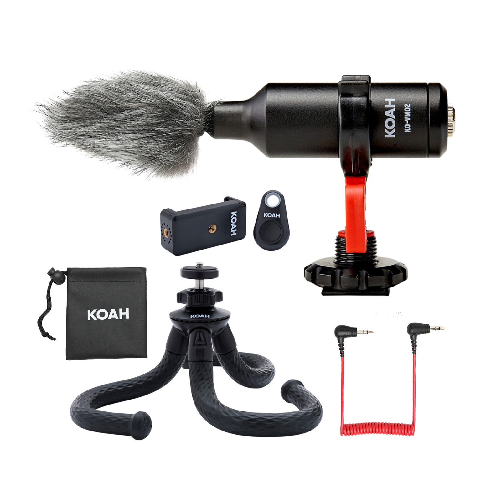 Koah Simah Condenser Microphone for Digital Cameras Tripod Bundle
