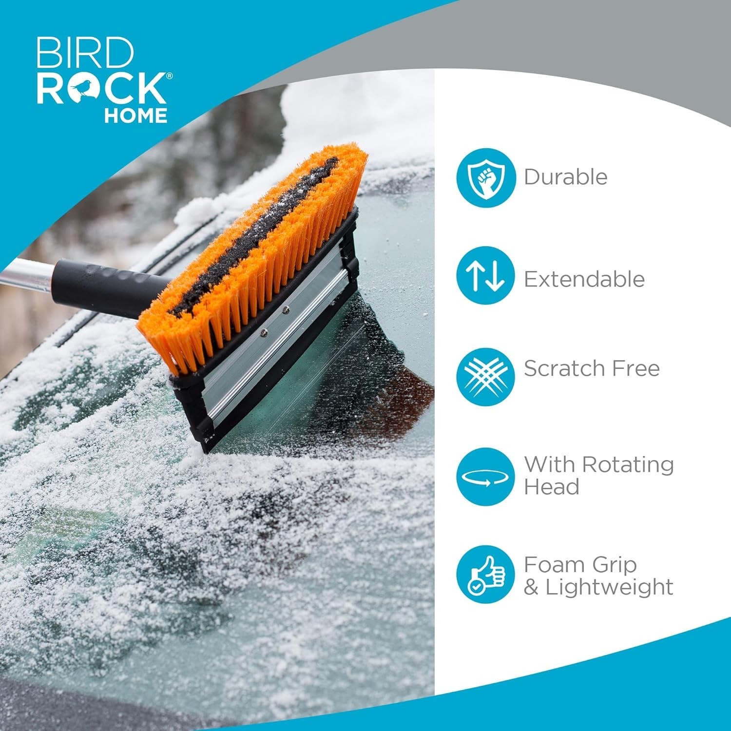 39-Inch Extendable Snow Brush with Squeegee & Ice Scraper - Perfect for SUVs