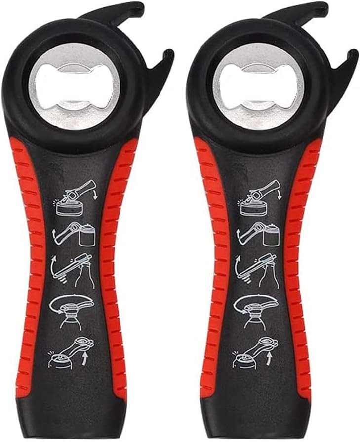 2 pack 5-in-1 Multi Function Plastic Grip Bottle Opener- Easily Opens Twist Caps
