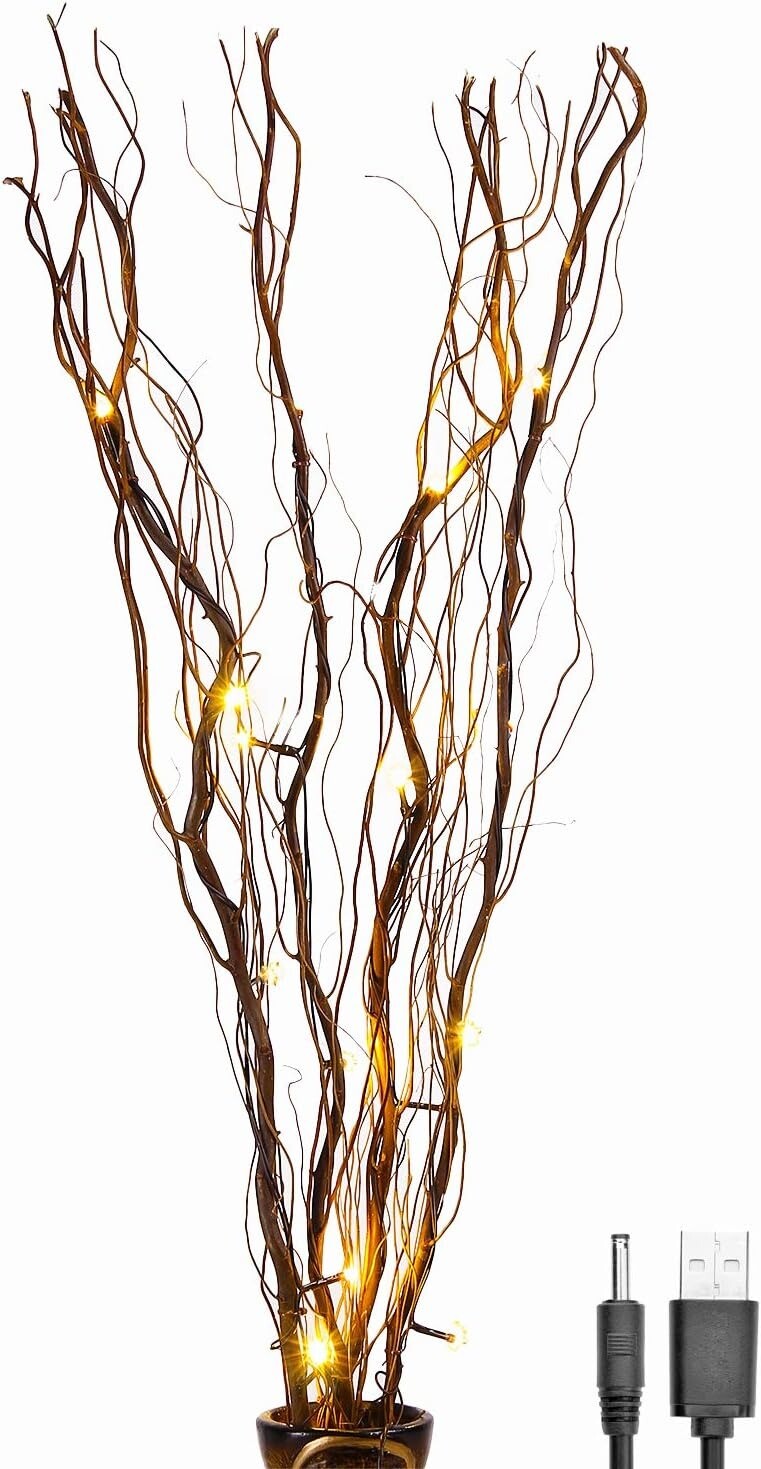 Lightshare Upgraded 36Inch 16LED Natural Willow Twig Lighted Brown Branch
