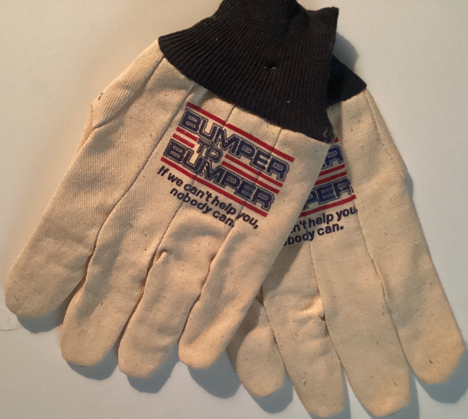 vintage Bumper to Bumper Logo Auto Parts Jersey Work Gloves Mens Large MINT