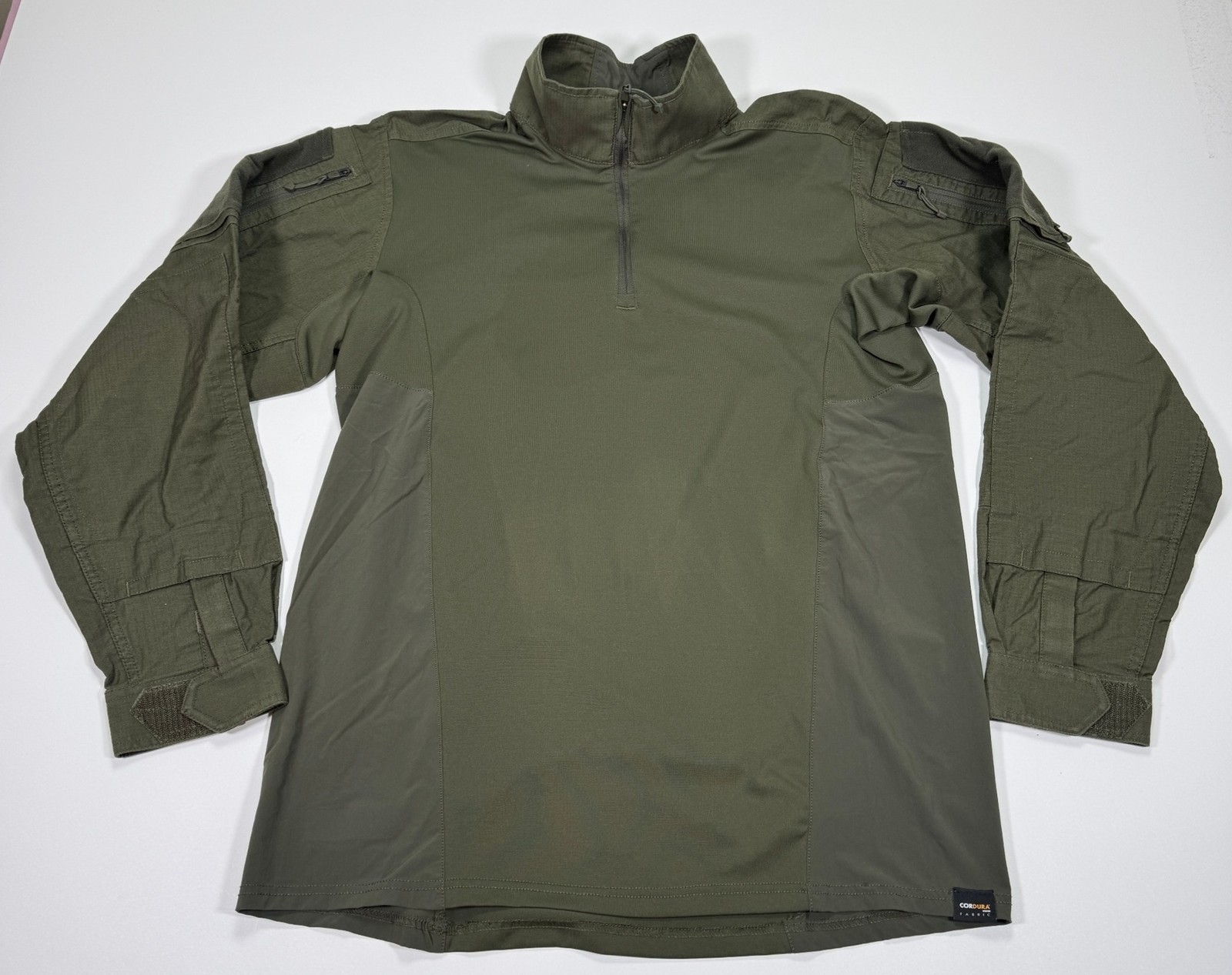 First Tactical 1/4 Zip Combat Shirt Mens L Olive Green Cordura Fabric Military