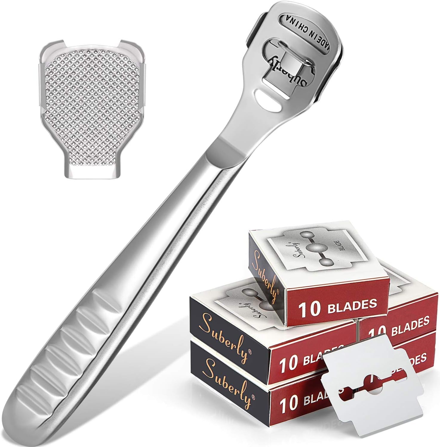 52 Pieces Callus Shaver Set, 50 Replacement Slices Silver, White, Black