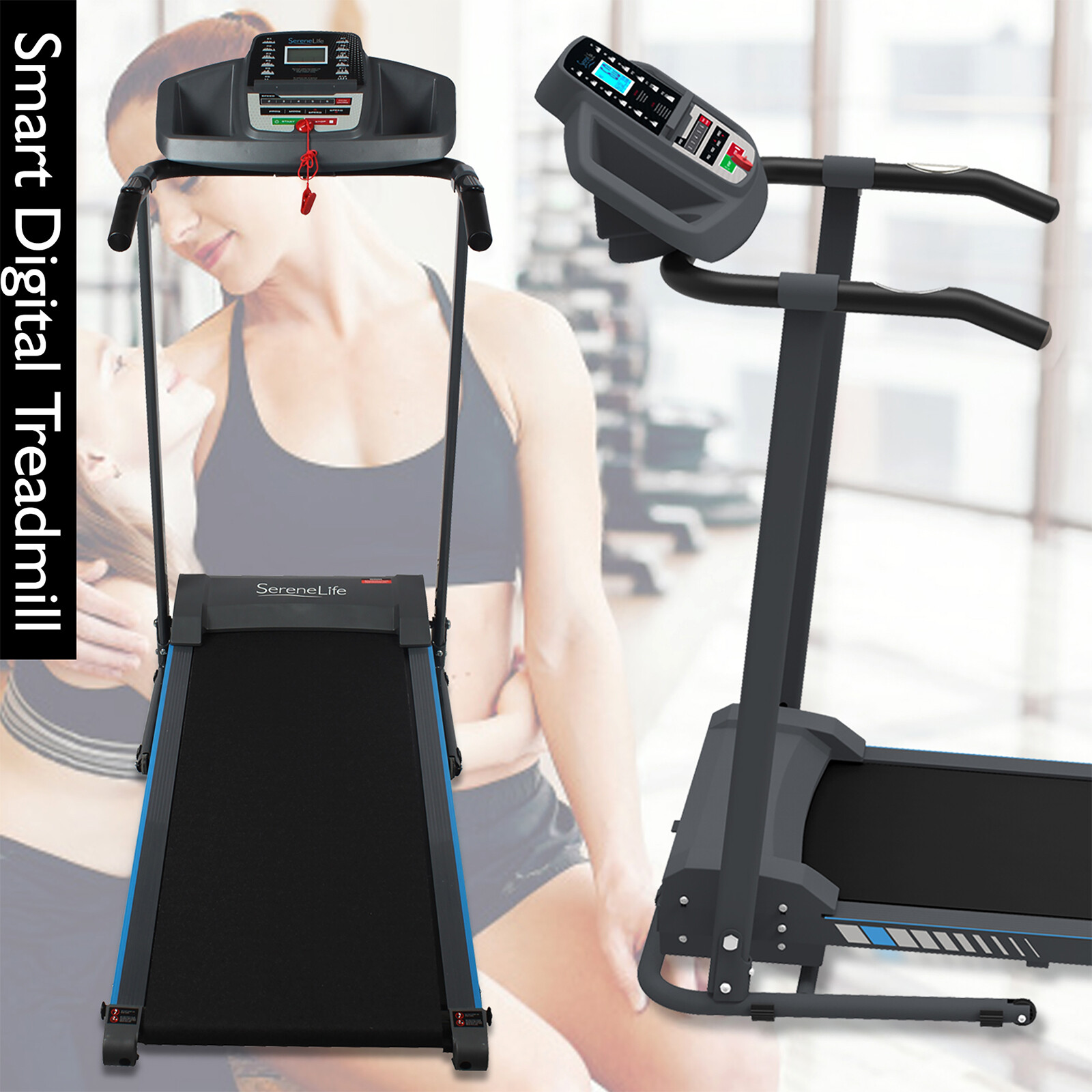 SereneLife SLFTRD20 Smart Treadmill Motorized Running Jogging Exercise Machine
