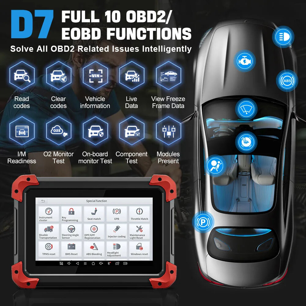XTOOL USED D7 Auto Full System Diagnostic Scanner Bidirectional K_y Program Tool