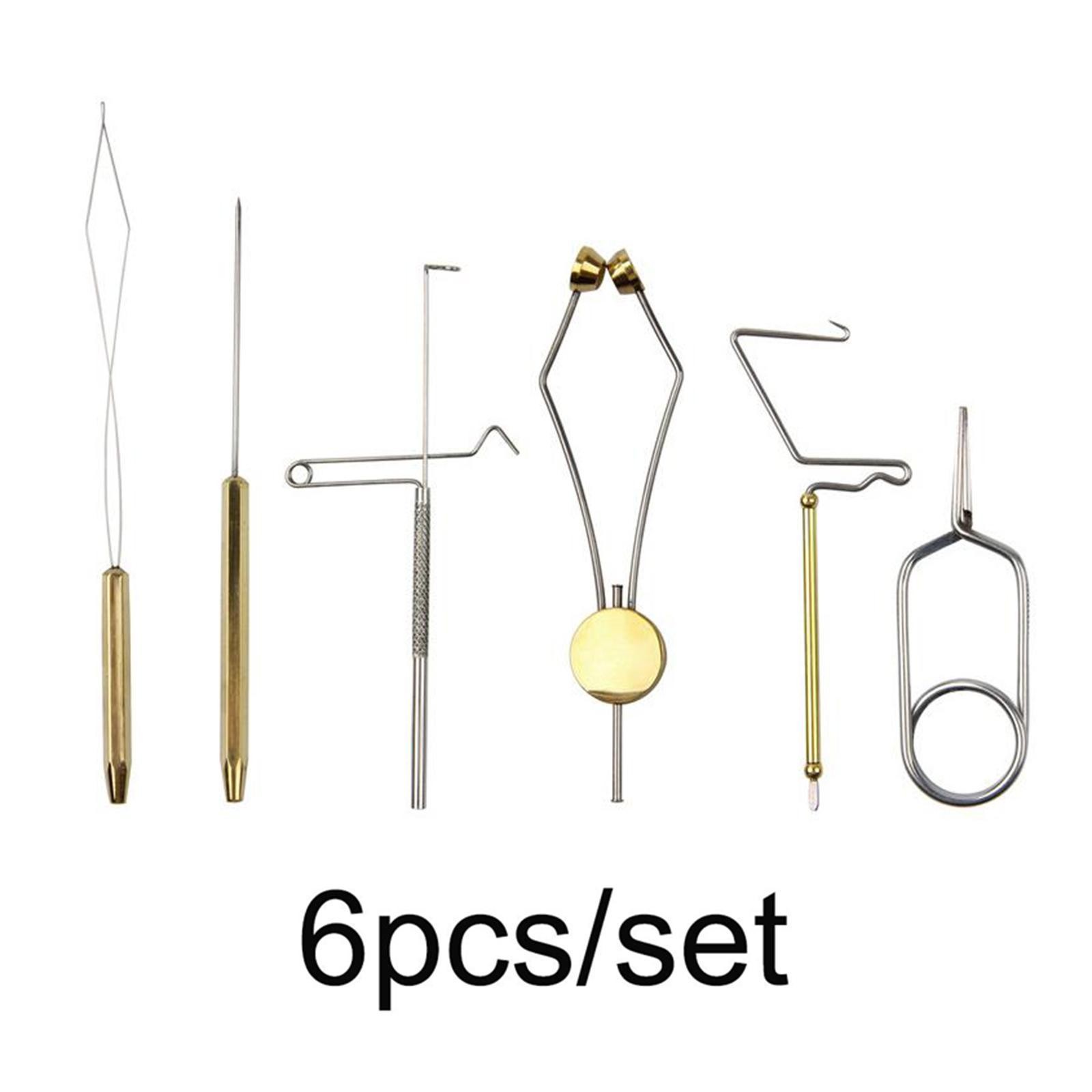 6Pieces Fly Tying Tool Brass Bobbin Threader Large Long Tip