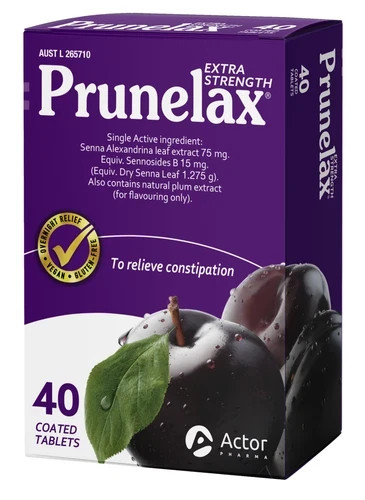 Prunelax Extra Strength Laxative Constipation Relief  - 40 Tablets - EXP 06/27