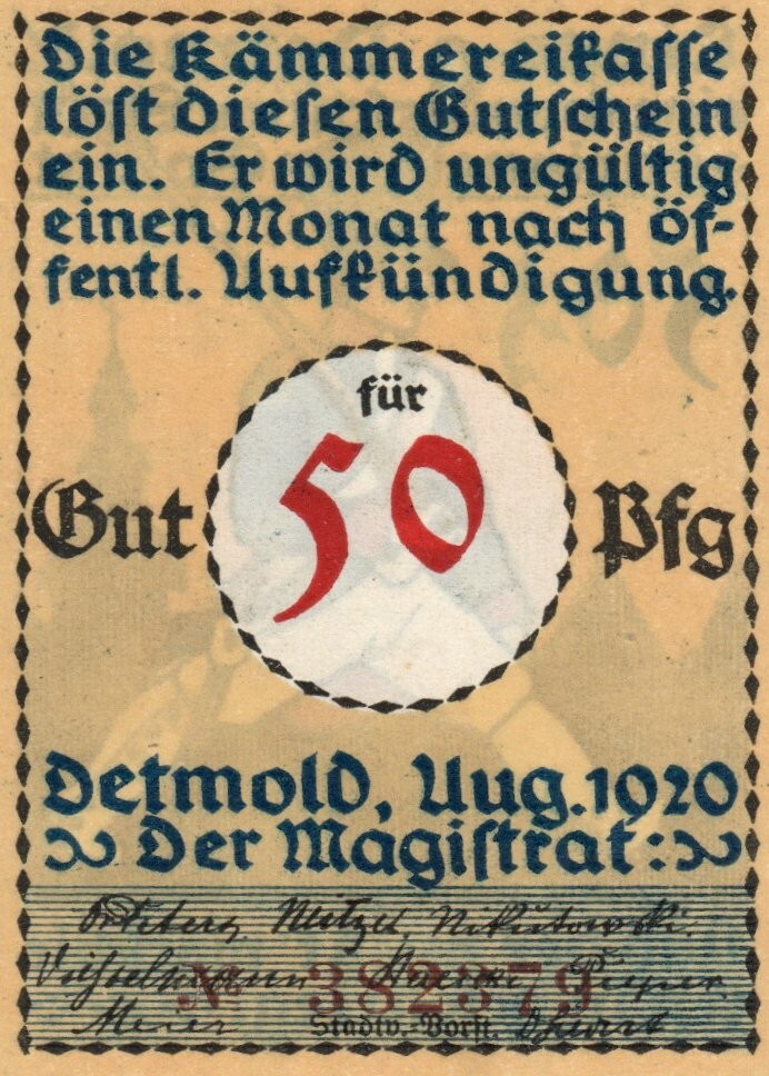 Notgeld Detmold (Germany) 50 Pfennig GRA268 2b