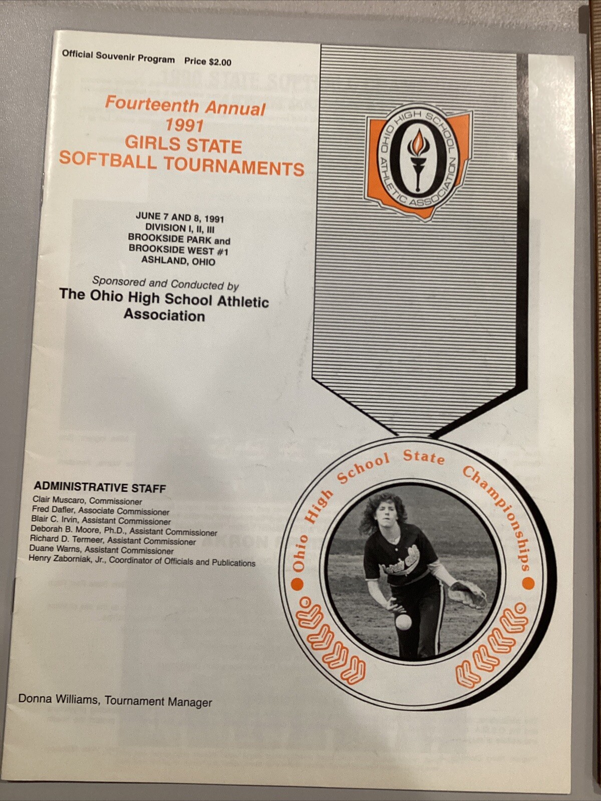 1991 Girls State Softball Tournament Ohio High School HS Program Ashland