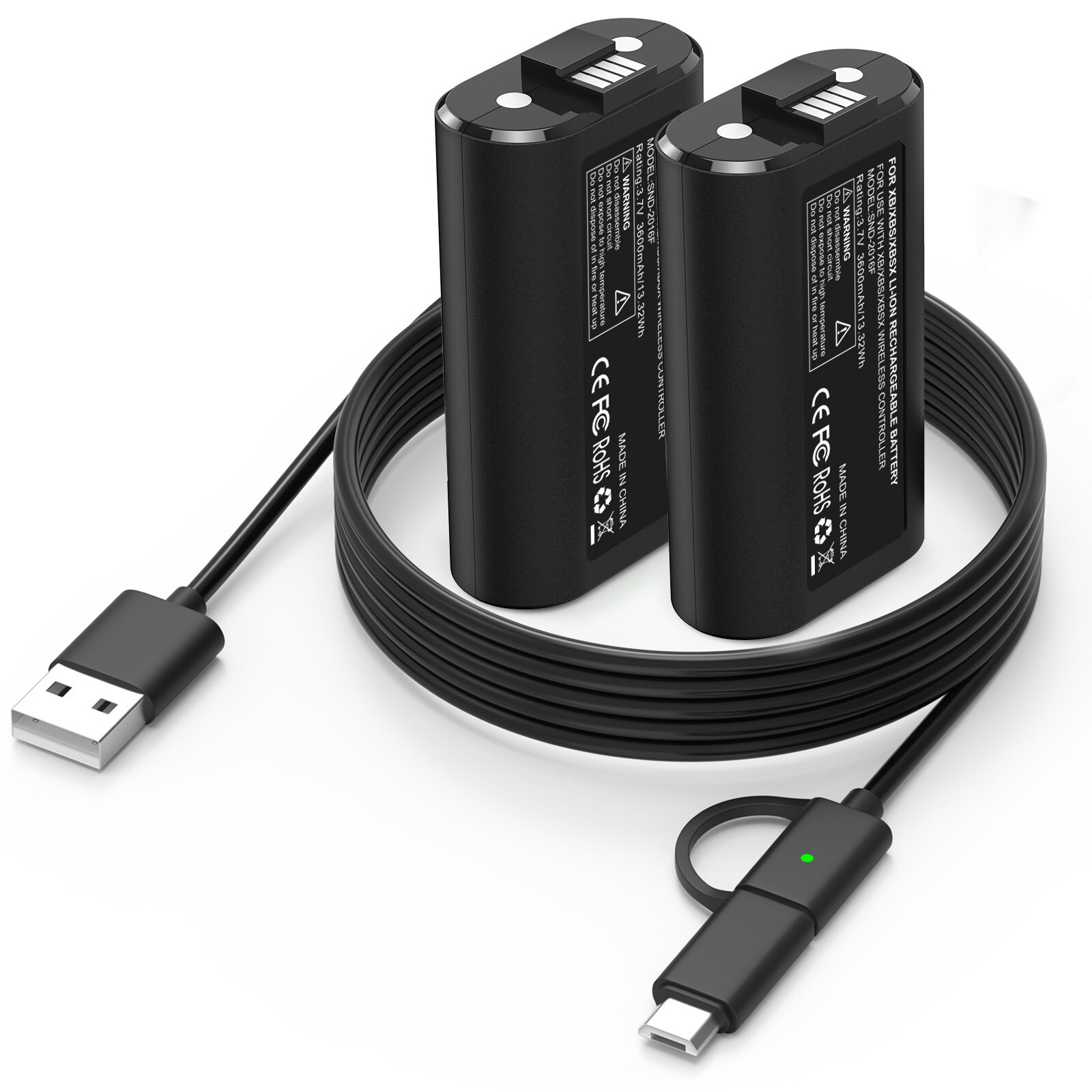2 Rechargeable Battery Pack For XboxOne S X/Series X S Controller+Charging Cable