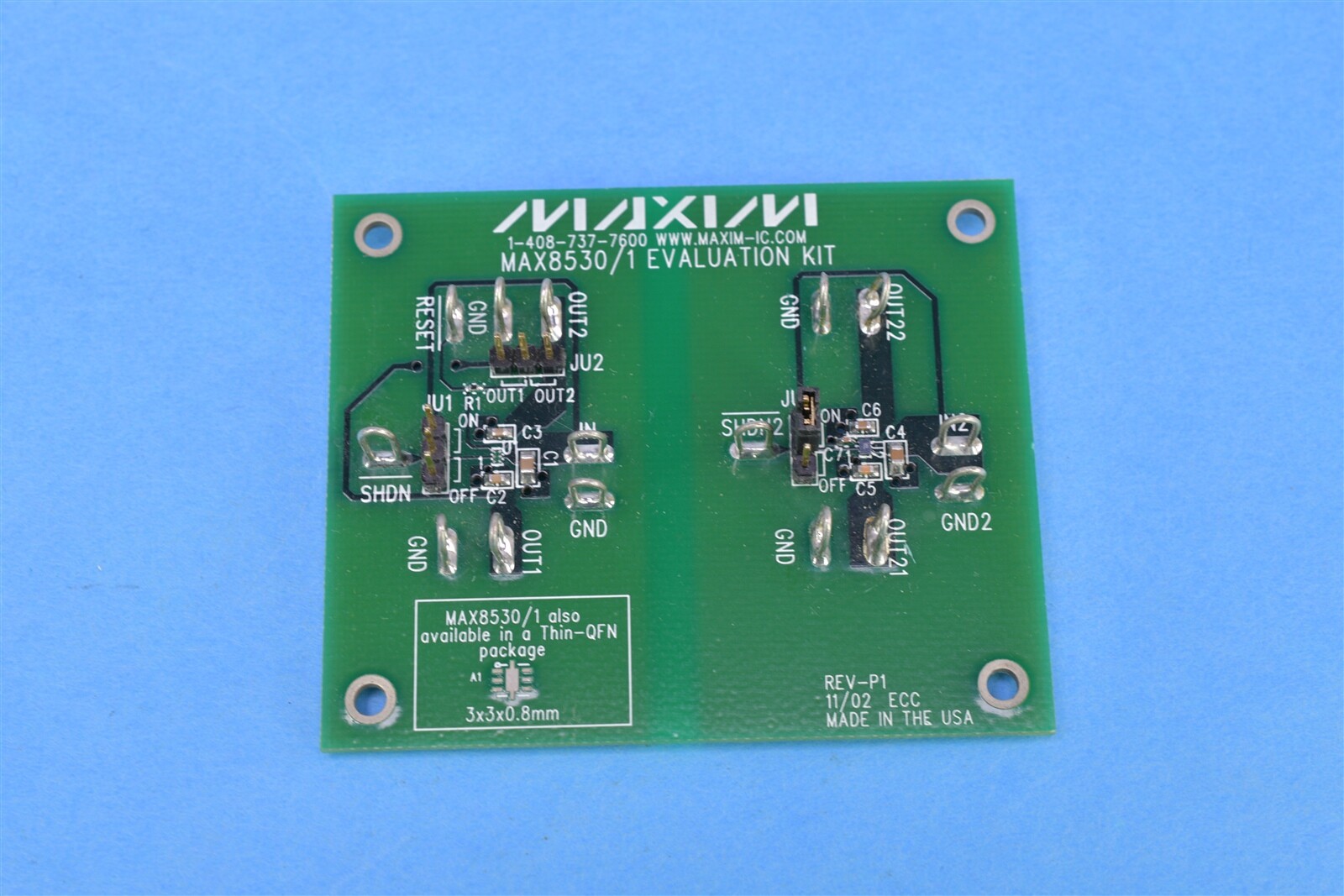 Maxim Dual Low-Dropout Regulator RESET Low-Noise Evaluation Kit Board MAX8530