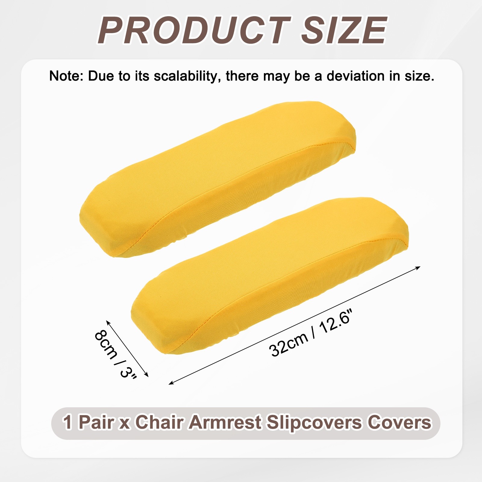 Chair Armrest Slip Cover, 32 x 8cm Removable Seat Protector (Yellow)