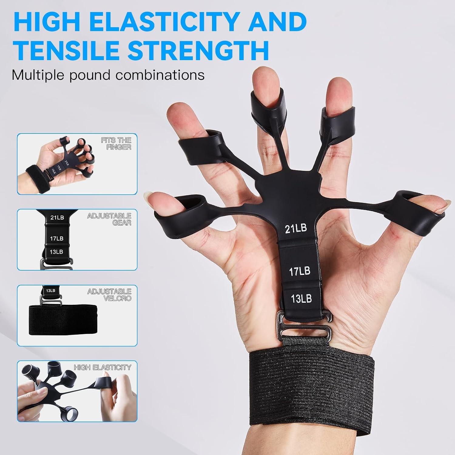 7PCS Grip Strength Trainer Kit, 2 Adjustable Forearm Resistance Grips, Finger