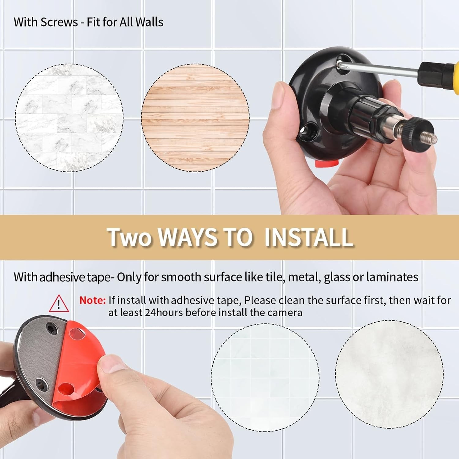 2-Pack Adjustable Wall Mount for Ring Stick Up Cam - Easy Screwless Installation