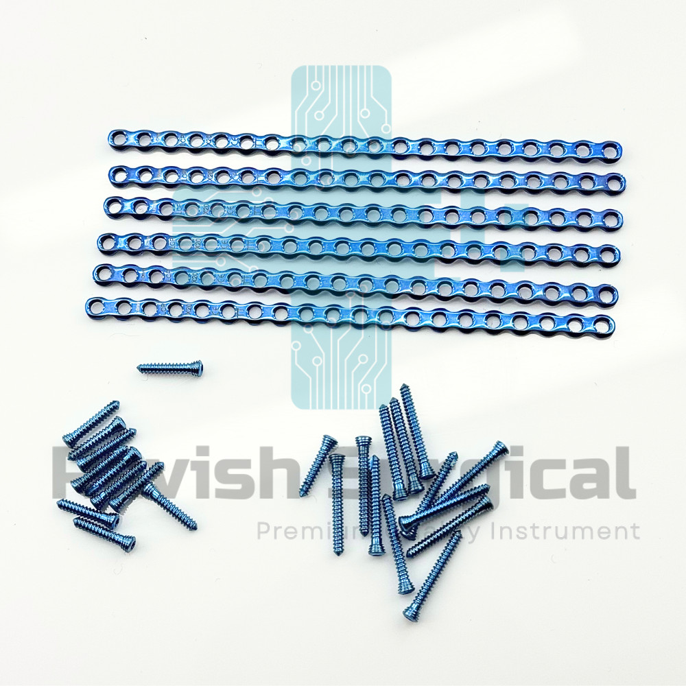 2.0mm Titanium Cuttable Locking Plate & Screw Set 58 Pcs Veterinary Orthopedic