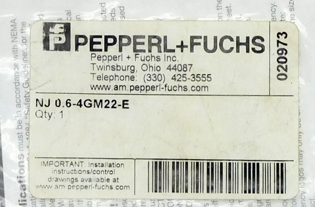 PEPPERL & FUCHS NJ0.6-4GM22-E Proximity Sensor