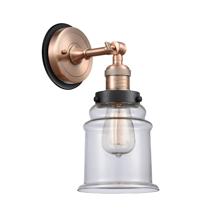 Innovations FR Canton 1 Light Sconce, CP/Clear - 203AC-BPBK-HRBK-G182
