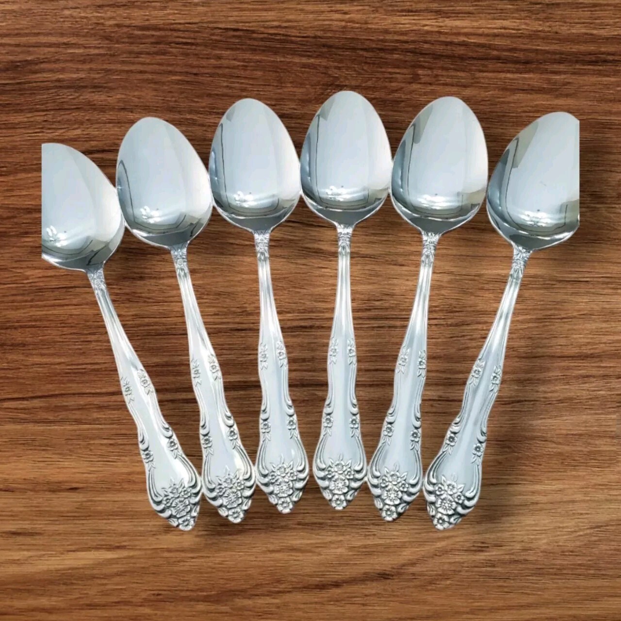 Rogers Dream Rose Oval Soup Spoon Stainless Sliverware Flatware Korea Set of 6