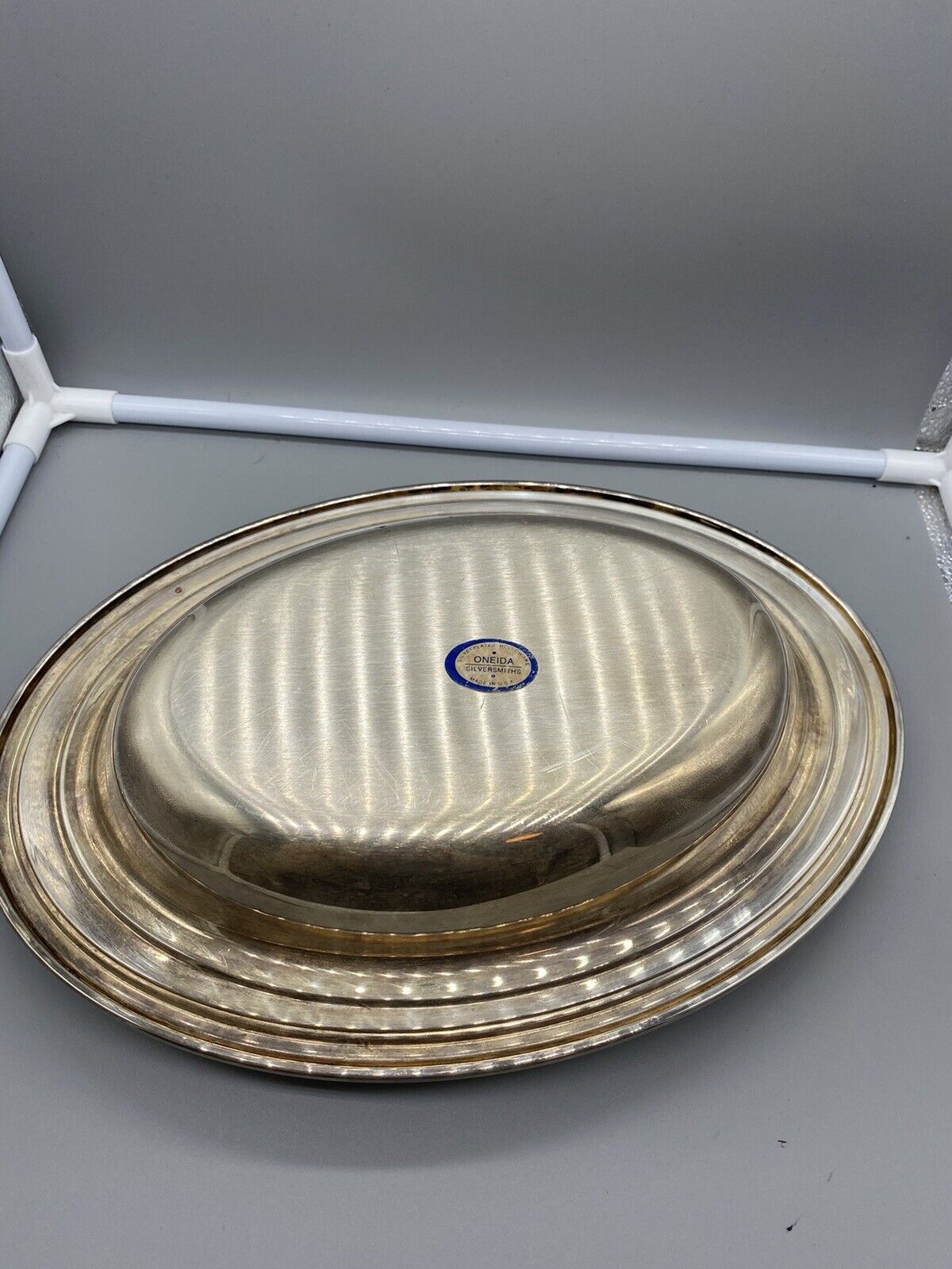 Oneida Silversmith Casserole Dish Lid Oval Ornate Silverplate Kitchen Serving