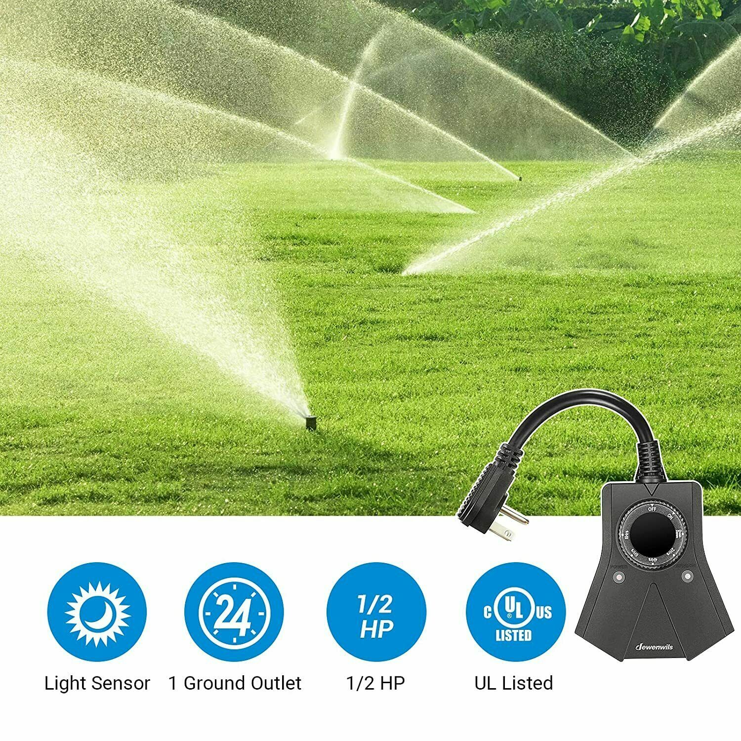 DEWENWILS Plug in Outlet Light Timer Dusk to Dawn Countdown Timer for Pool Pump