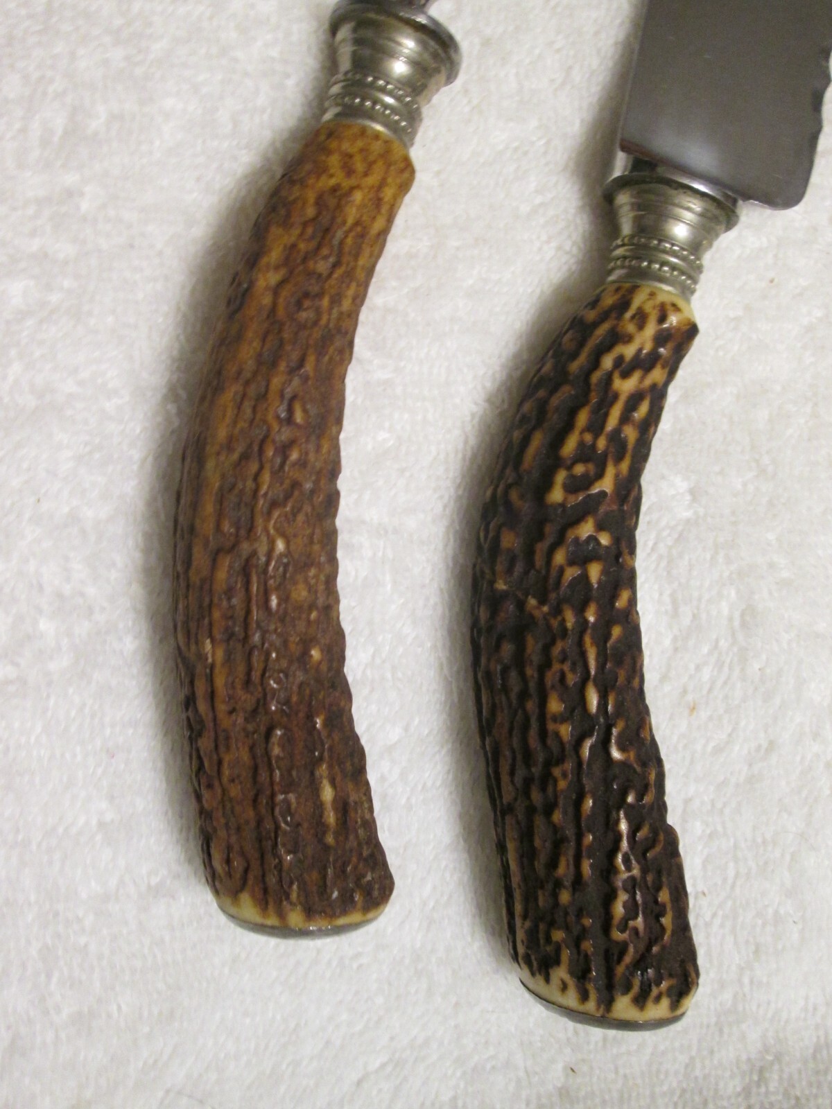 Vintage Stag Horn Hake Werke Austria Serrated Knife Rostfrei Fork Carving Set