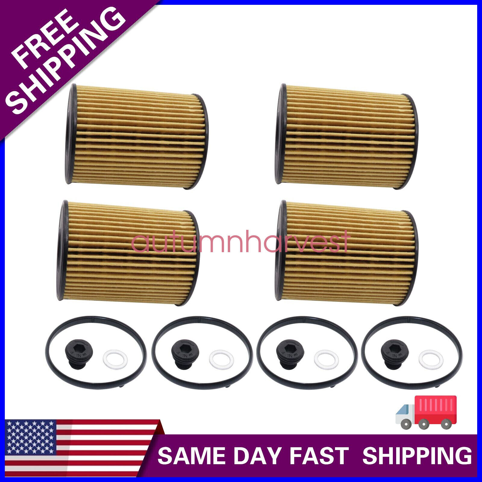 4PC Oil Filter Pack With Seals 26350-2S000 for 2020-2022 Hyundai Santa Cruz 2.5L