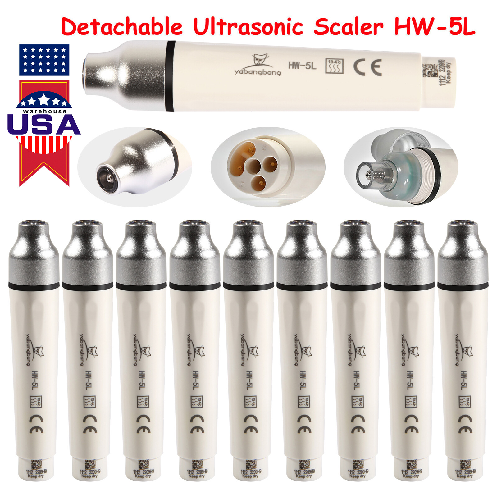 10 Dental Detachable LED Ultrasonic Scaler Handpiece HW-5L fit WOODPECKER、EMS