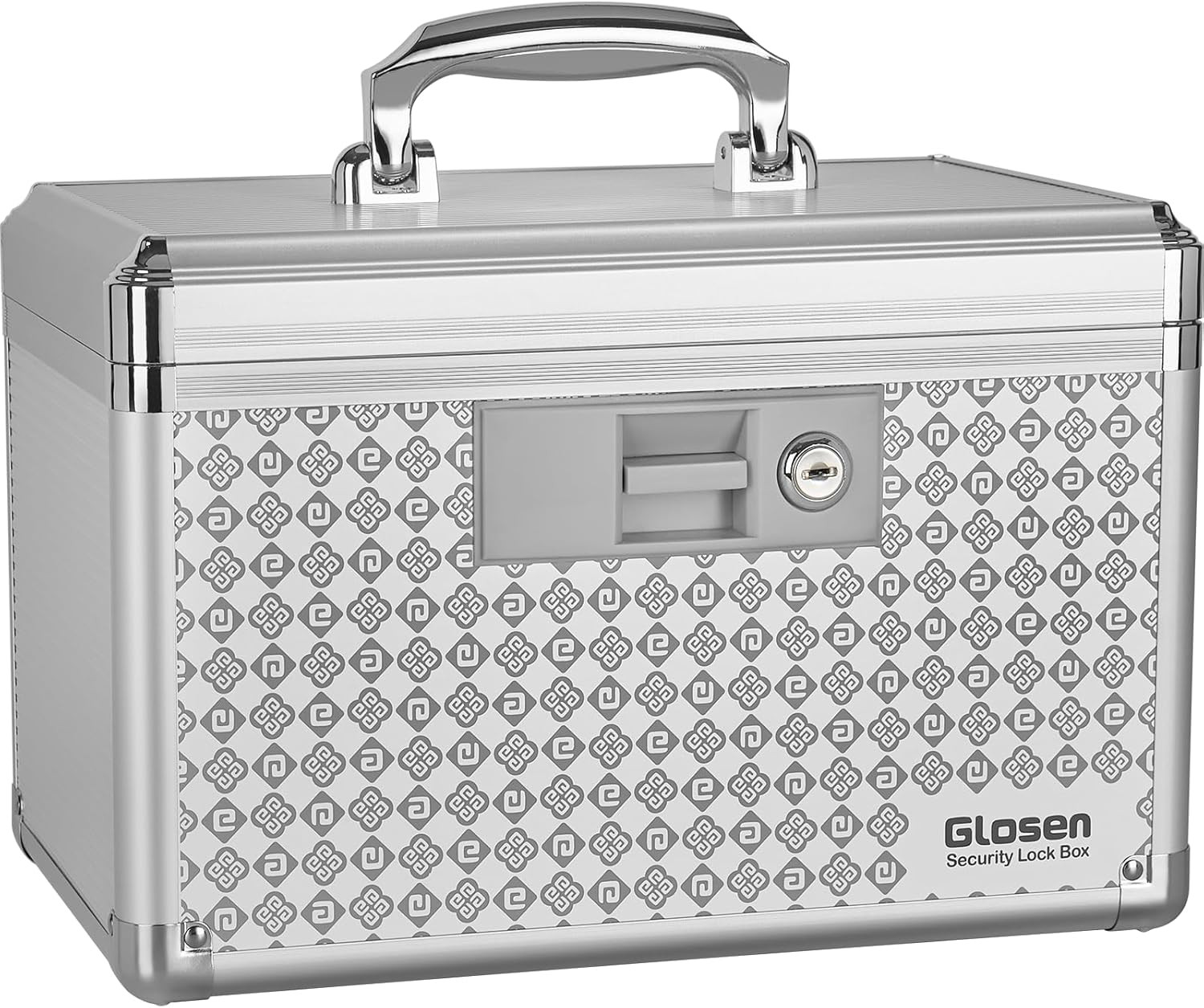 Medicine Lock Box Storage Lock Box Silver 12 X 7.68 X 7.87 Inch 【Medium】 Lockabl