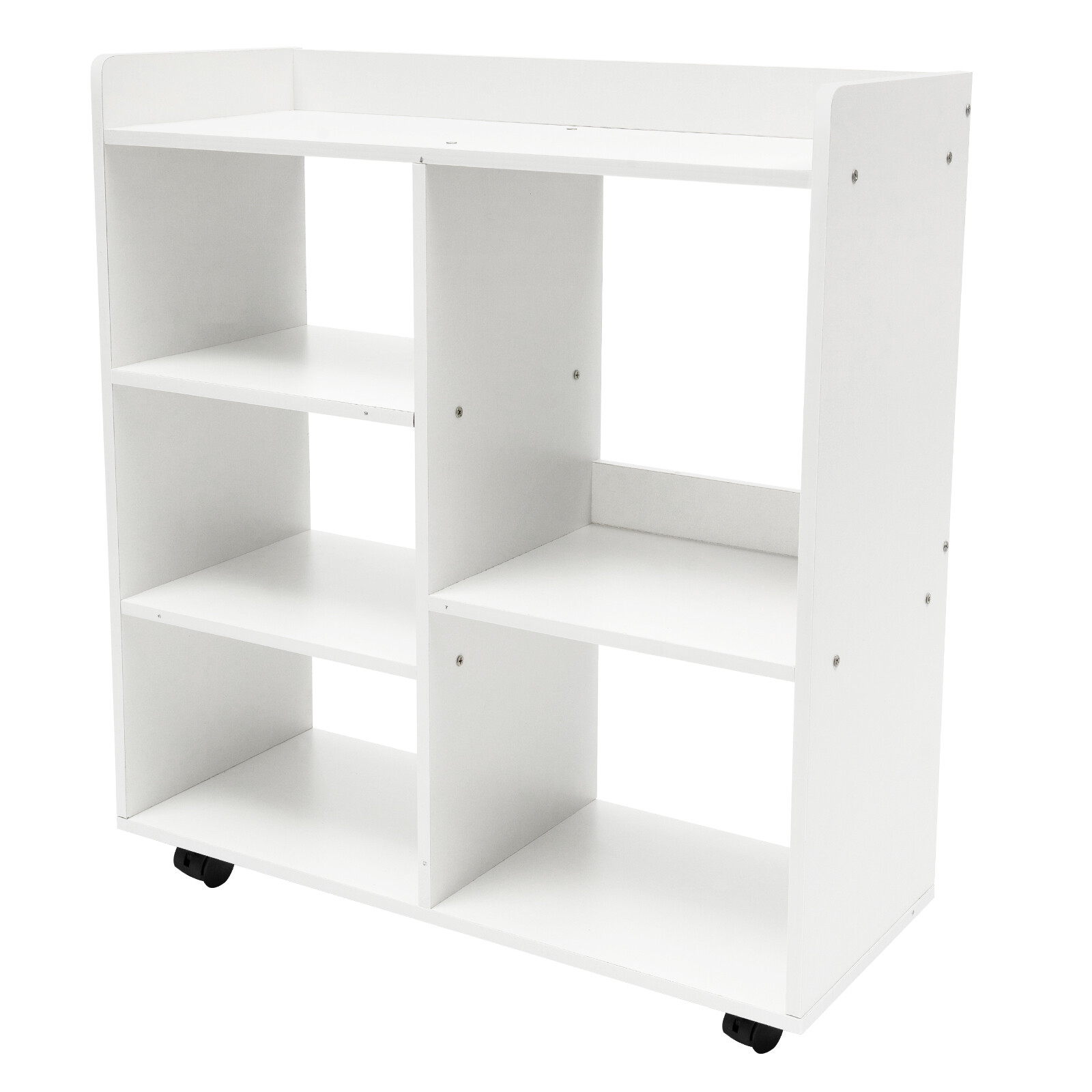 MDF Mobile Printer Stand Rolling Office Scaner Cart Storage Shelf Warm White