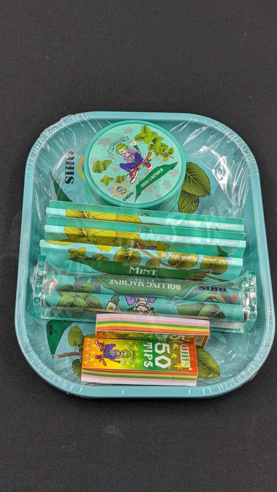 8 Tobacco Piece Rolling Papers & Tray Combo Set Mint
