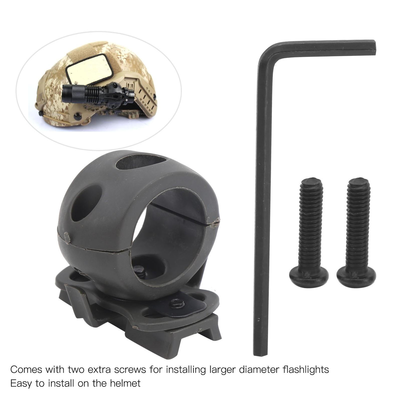 Helmet Flashlight Mount Flashlight Clamp Holder Torch Bracket For
