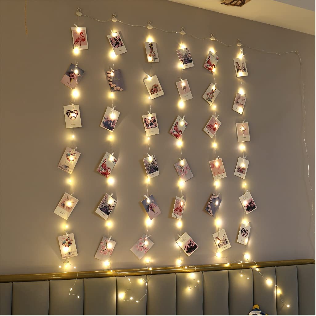3.3—5ft Short Curtain Lights With 8 Hook For Small Windows 96 Led Warm White Pho